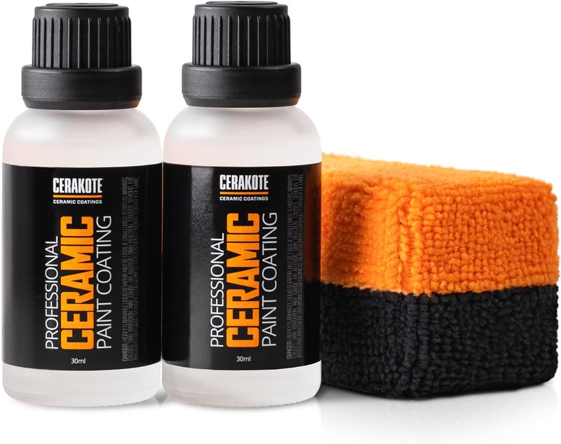 CERAKOTE ® طلاء سيراميك احترافي للسيارات – مجموعة حماية الطلاء الاحترافية عالية اللمعان، مقاومة للماء بشكل فائق، مقاومة للأشعة فوق البنفسجية والمواد الكيميائية، سهل التطبيق، يدوم حتى 500 غسلة، (2) زجاجة 30 مل - Image 1